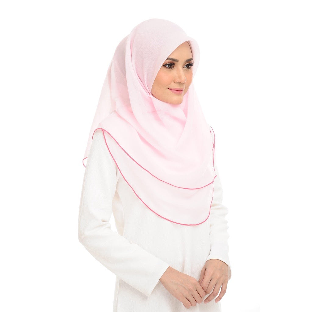 Tudung Bawal Maira Ruffle - Heavenly Pink