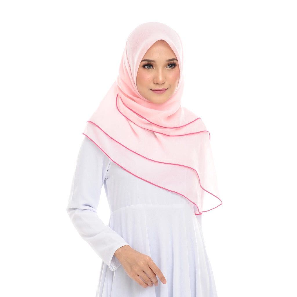 Tudung Bawal Maira Ruffle - Soft Pink