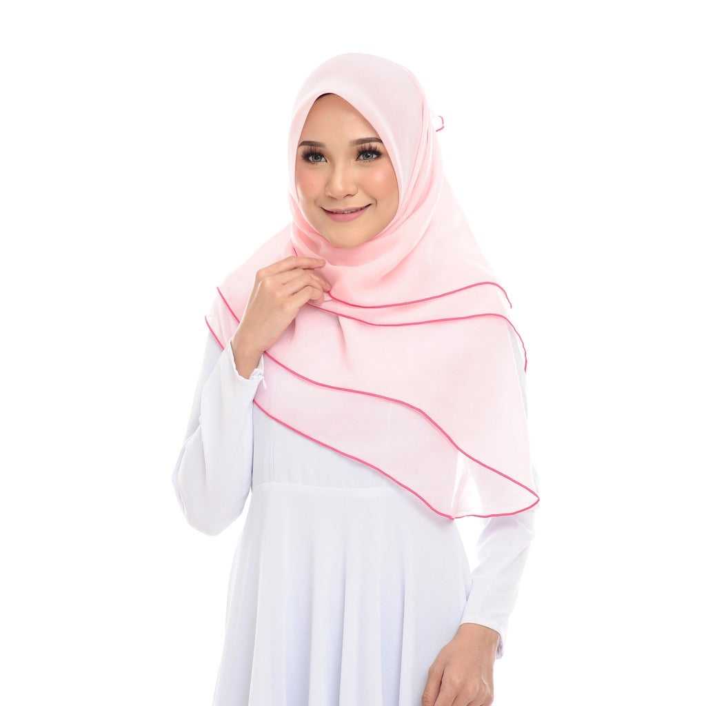 Tudung Bawal Maira Ruffle - Soft Pink