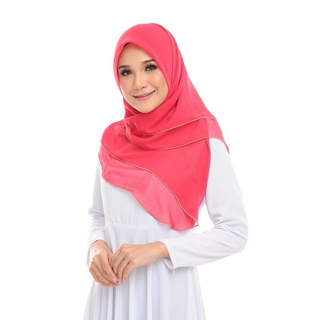 Tudung Bawal Maira Ruffle - Rose Red