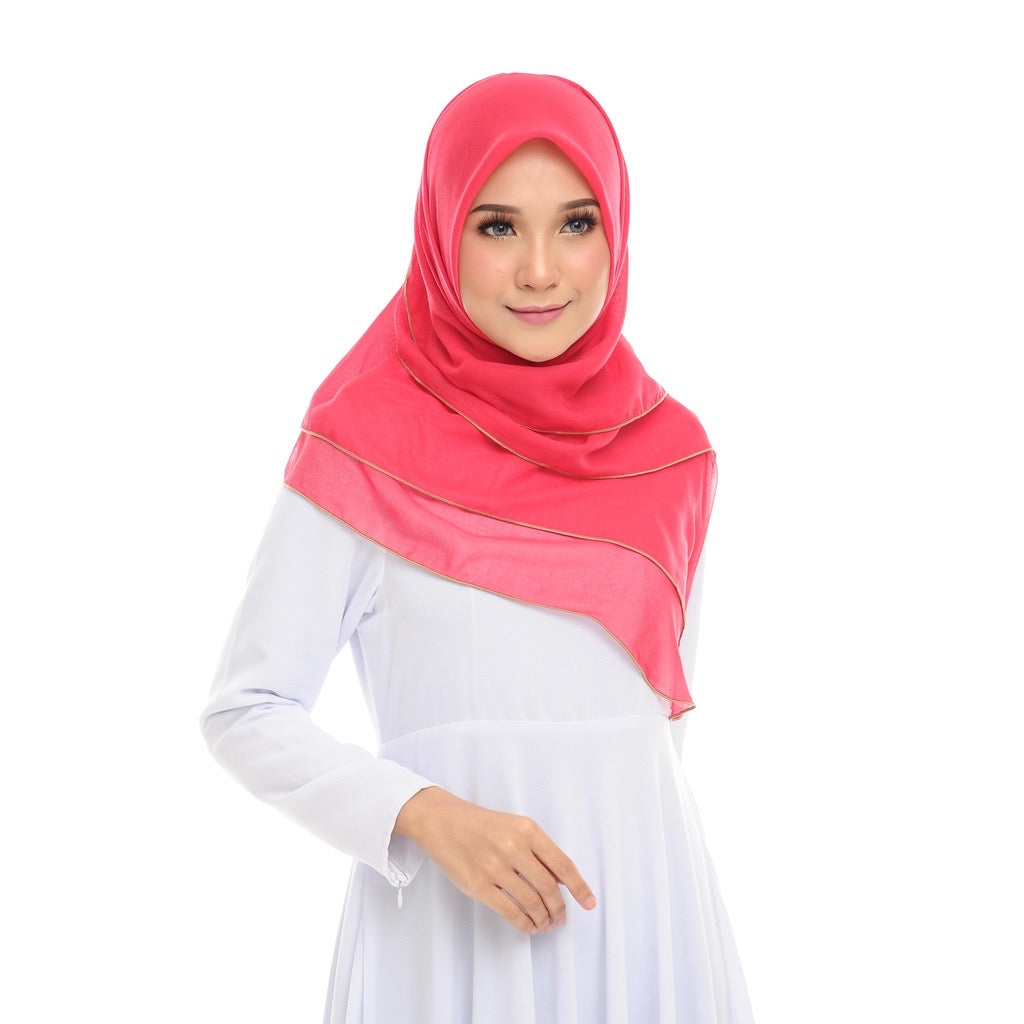 Tudung Bawal Maira Ruffle - Rose Red