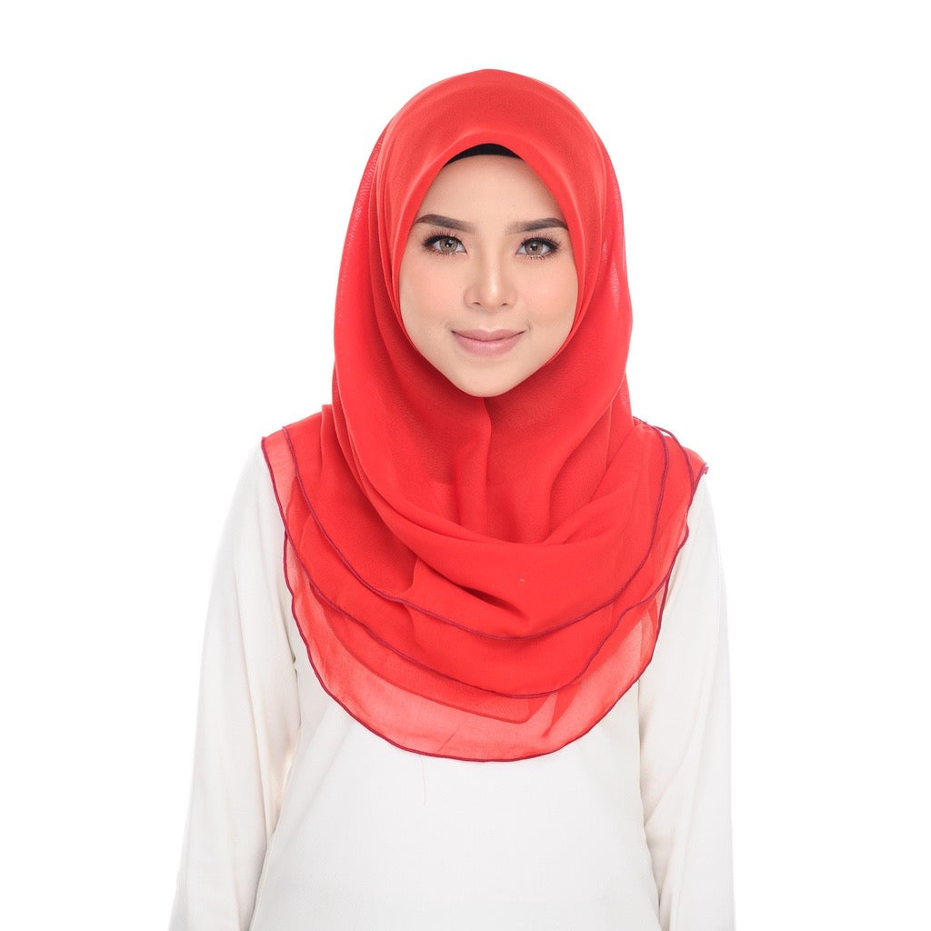 Tudung Bawal Maira Ruffle - Red