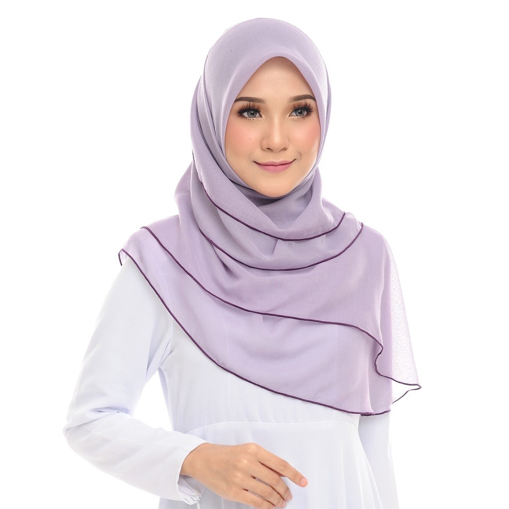 Tudung Bawal Maira Ruffle - Amethyst