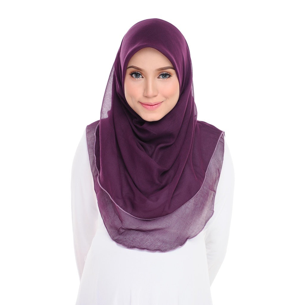 Tudung Bawal Maira Ruffle - Plum