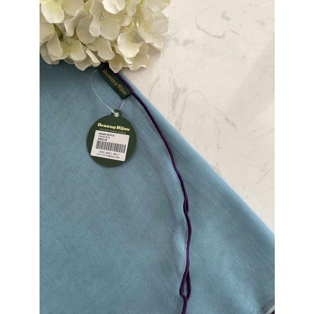 Tudung Bawal Maira Ruffle - Faded Blue