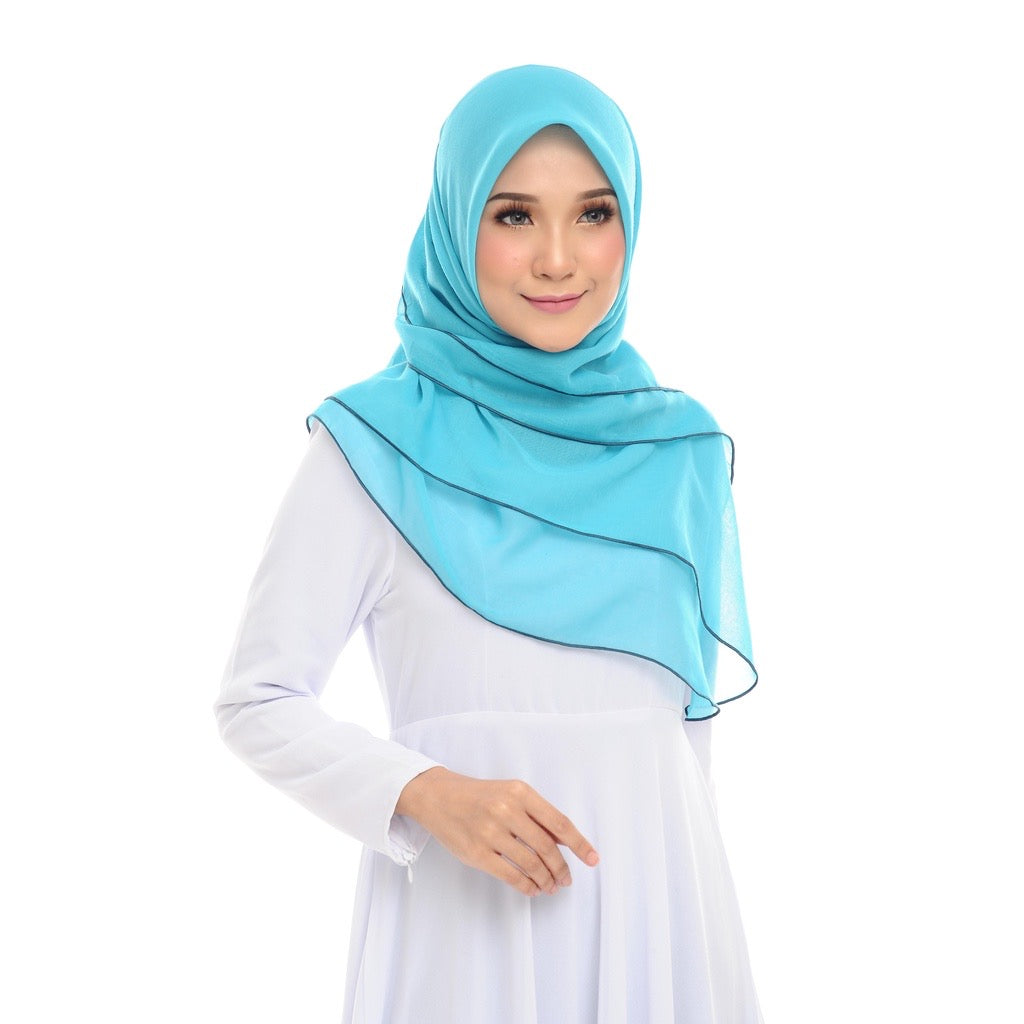 Tudung Bawal Maira Ruffle - Sky Blue
