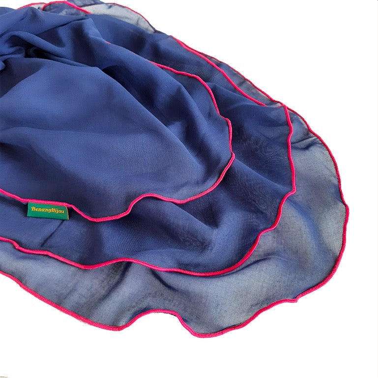 Tudung Bawal Maira Ruffle - Blue Ribbon