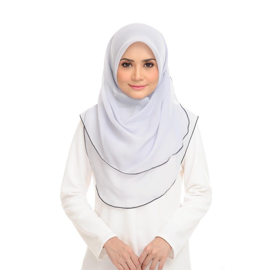 Tudung Bawal Maira Ruffle - Glacier Grey