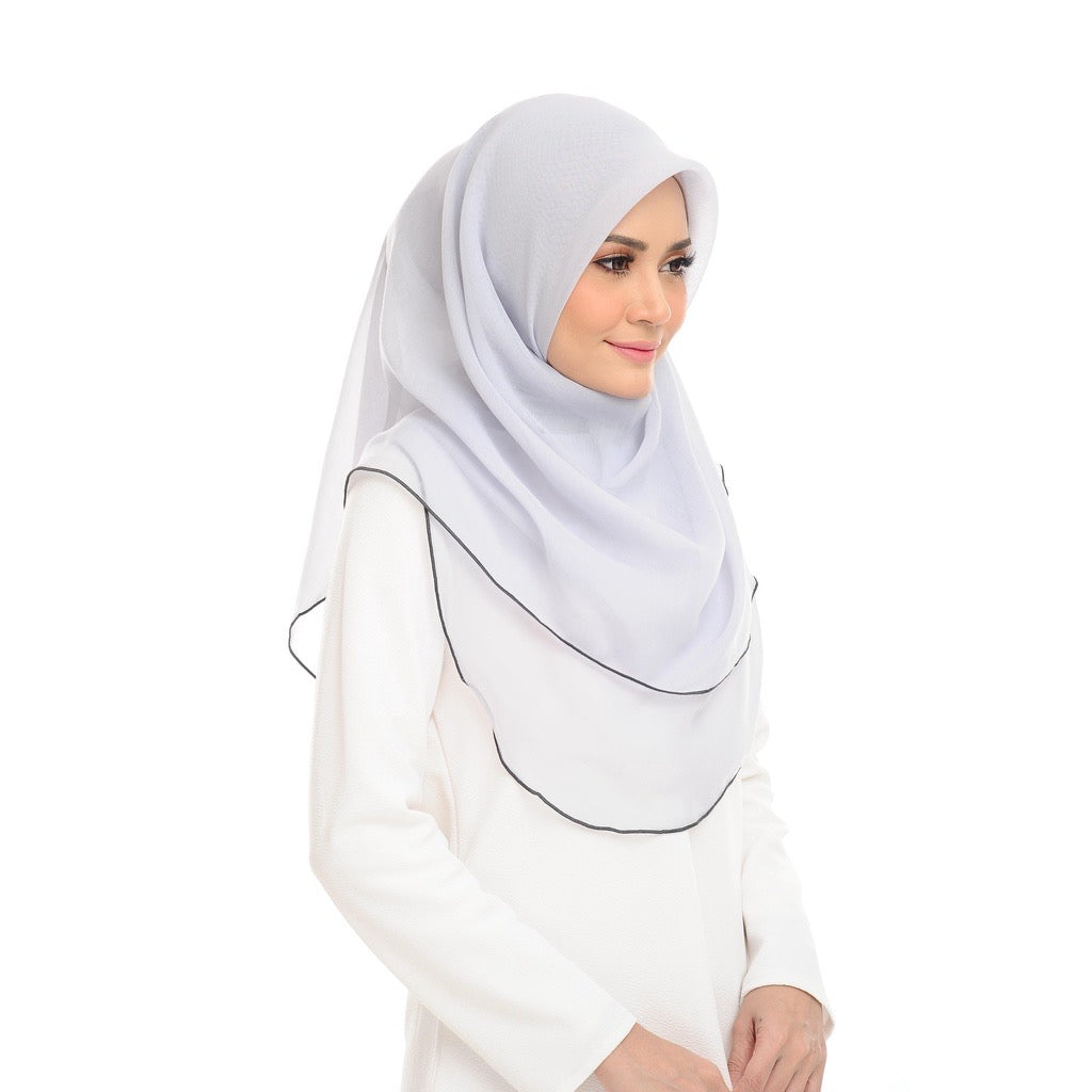 Tudung Bawal Maira Ruffle - Glacier Grey