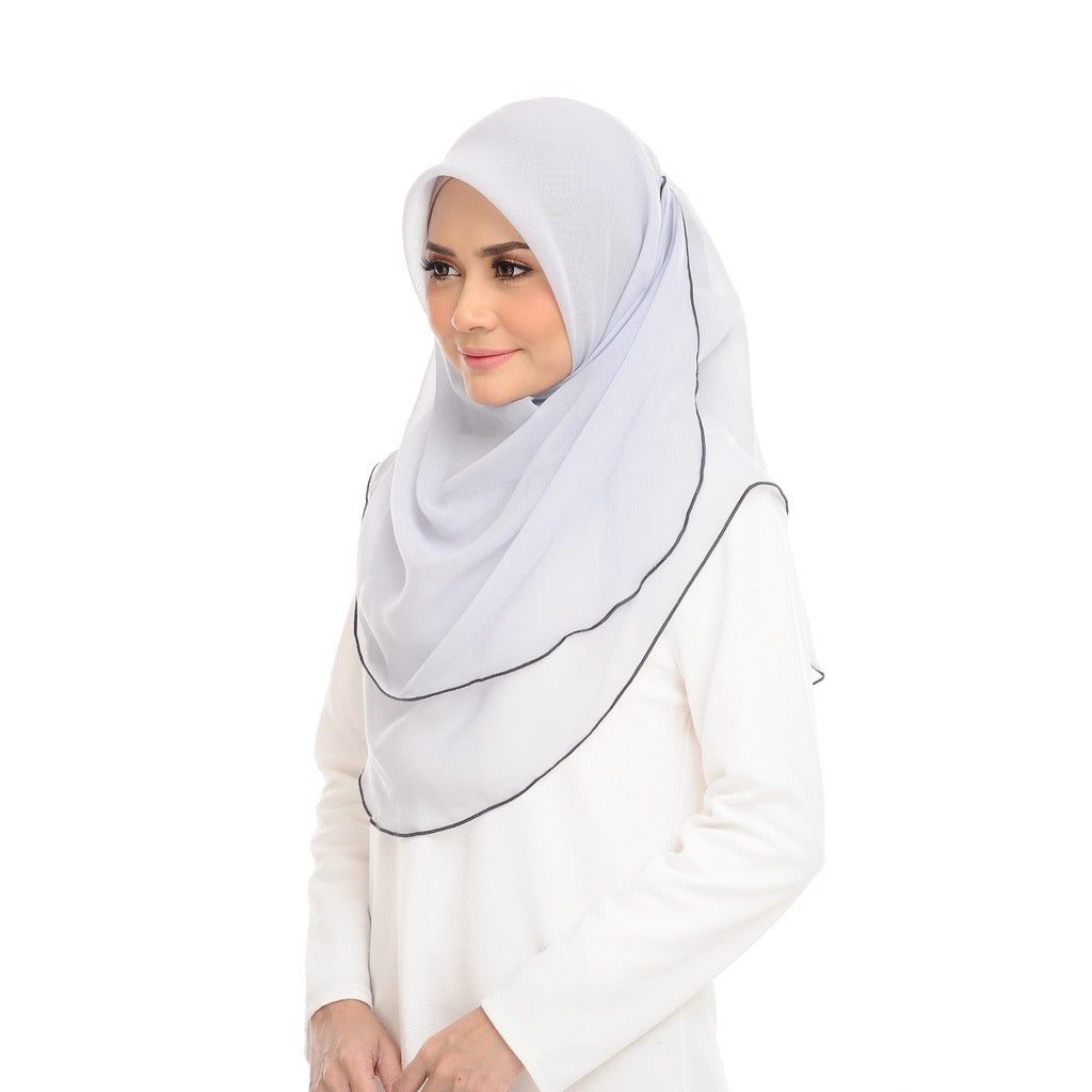 Tudung Bawal Maira Ruffle - Glacier Grey