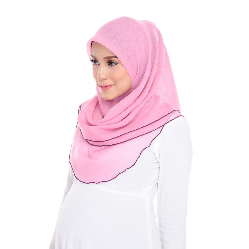 Tudung Bawal Maira Ruffle - Cashmere Rose