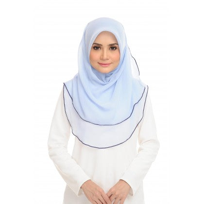 Tudung Bawal Maira Ruffle - Bluish Shades