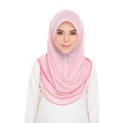 Tudung Bawal Maira Ruffle - Pinky Shades