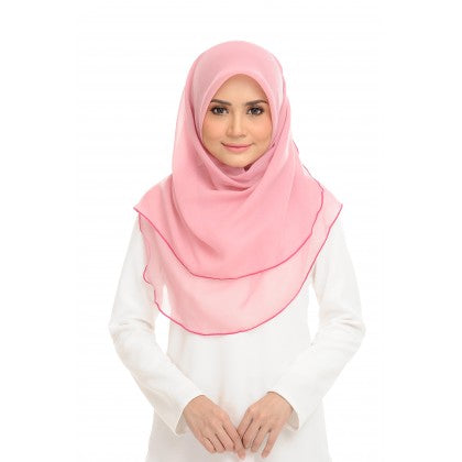 Tudung Bawal Maira Ruffle - Pinky Shades