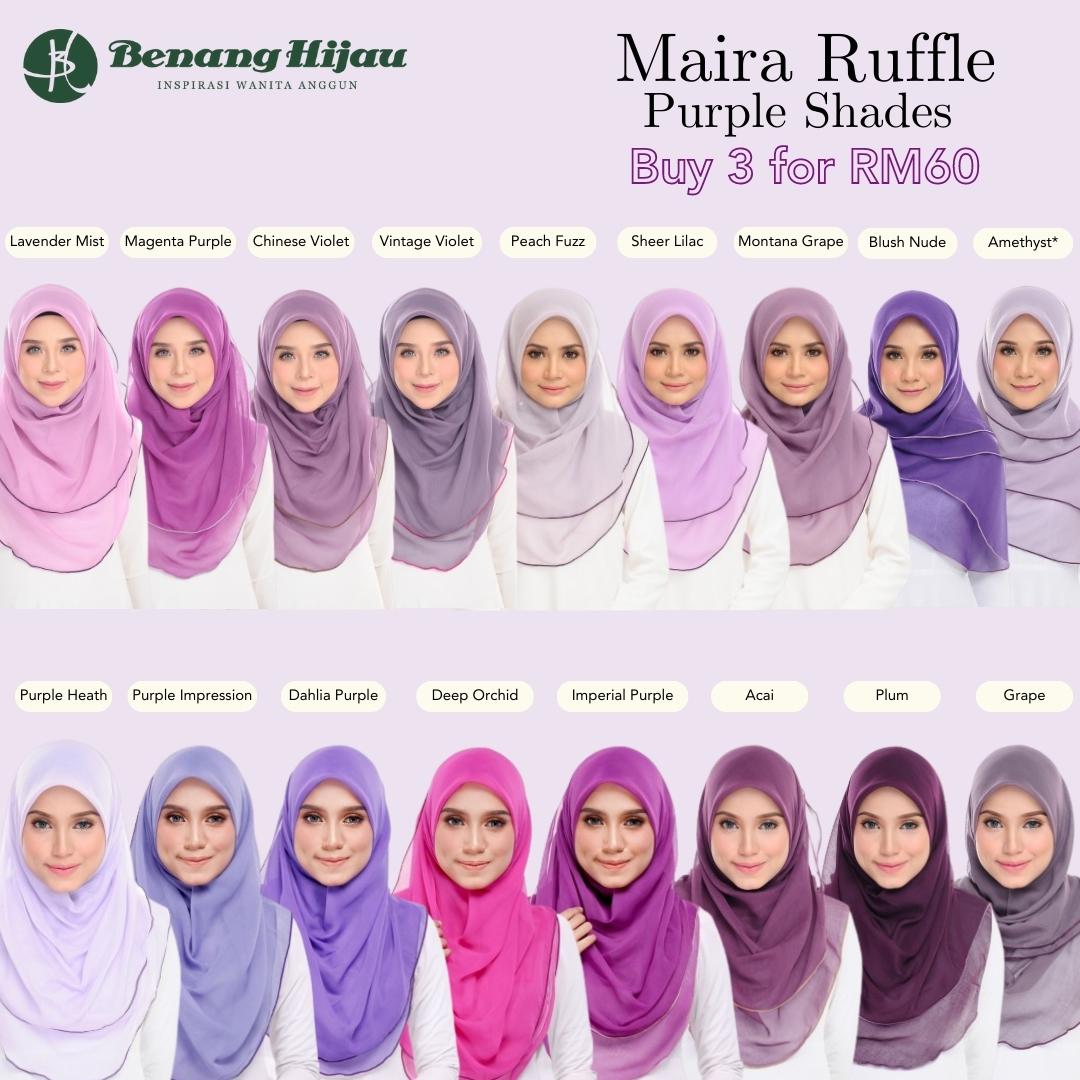 Tudung Bawal Maira Ruffle - Purply Shades