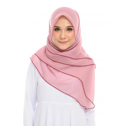 Tudung Bawal Maira Ruffle - Pinky Shades