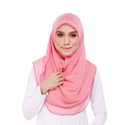 Tudung Bawal Maira Ruffle - Pinky Shades