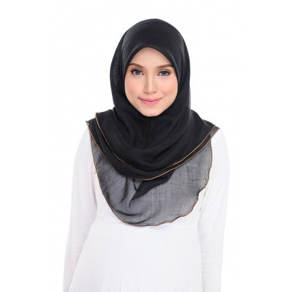 Tudung Bawal Maira Ruffle - Midnight Shades