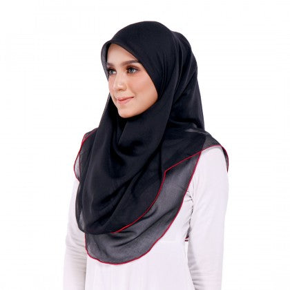 Tudung Bawal Maira Ruffle - Midnight Shades