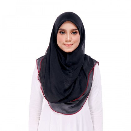 Tudung Bawal Maira Ruffle - Midnight Shades