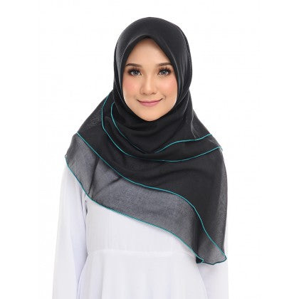 Tudung Bawal Maira Ruffle - Midnight Shades