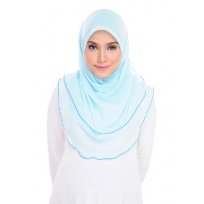 Tudung Bawal Maira Ruffle - Bluish Shades