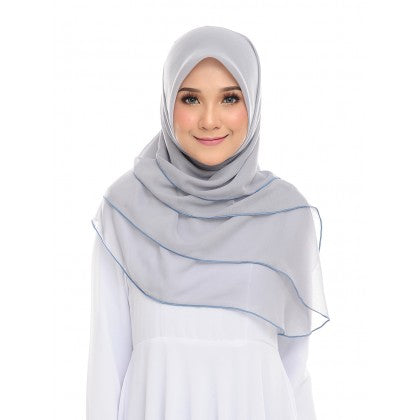 Tudung Bawal Maira Ruffle - Cloudy Shades