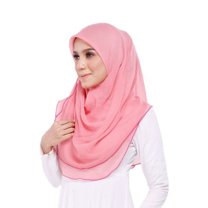 Tudung Bawal Maira Ruffle - Pinky Shades