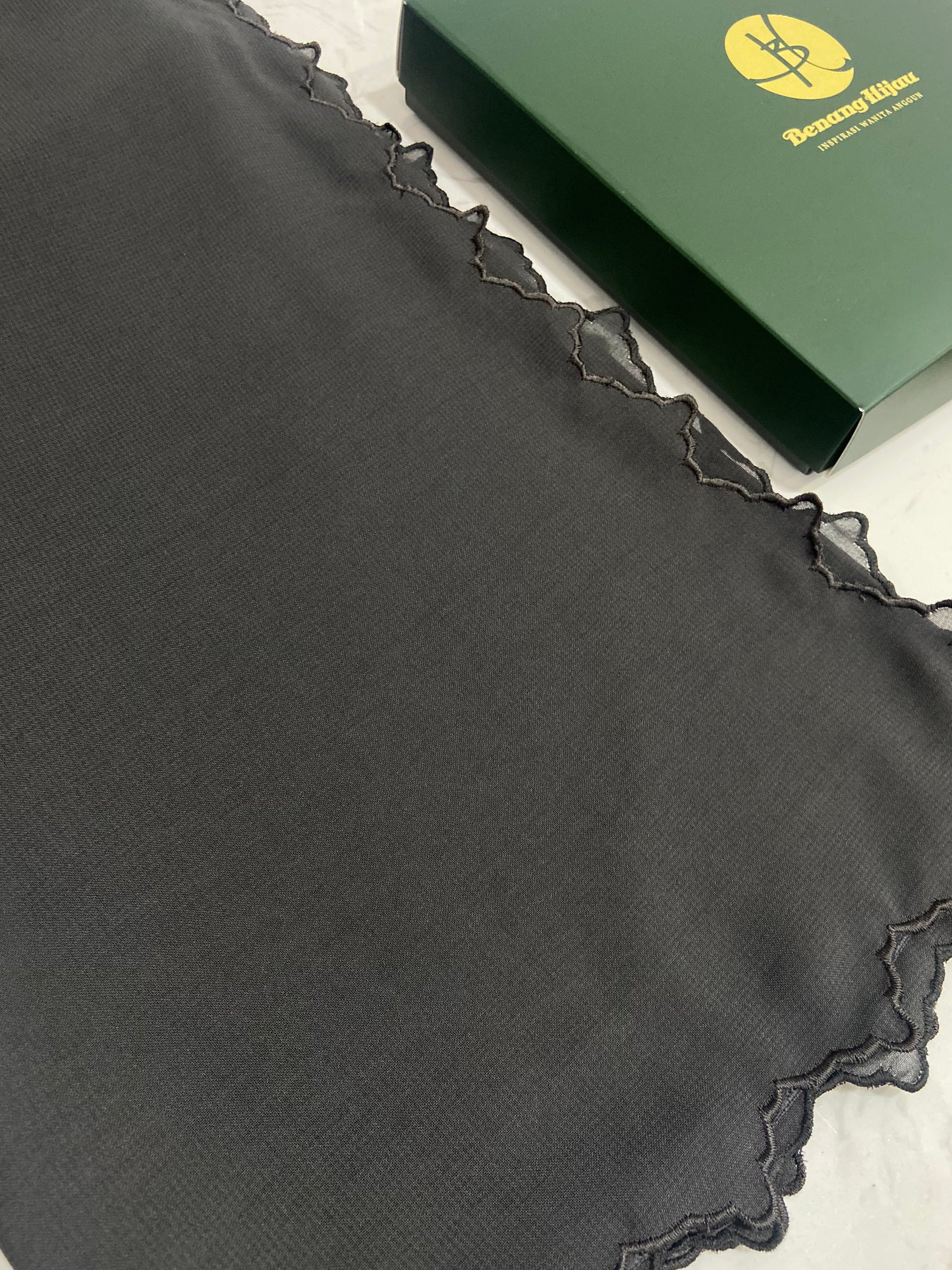 Bawal Sulam Seroja - Charcoal Grey