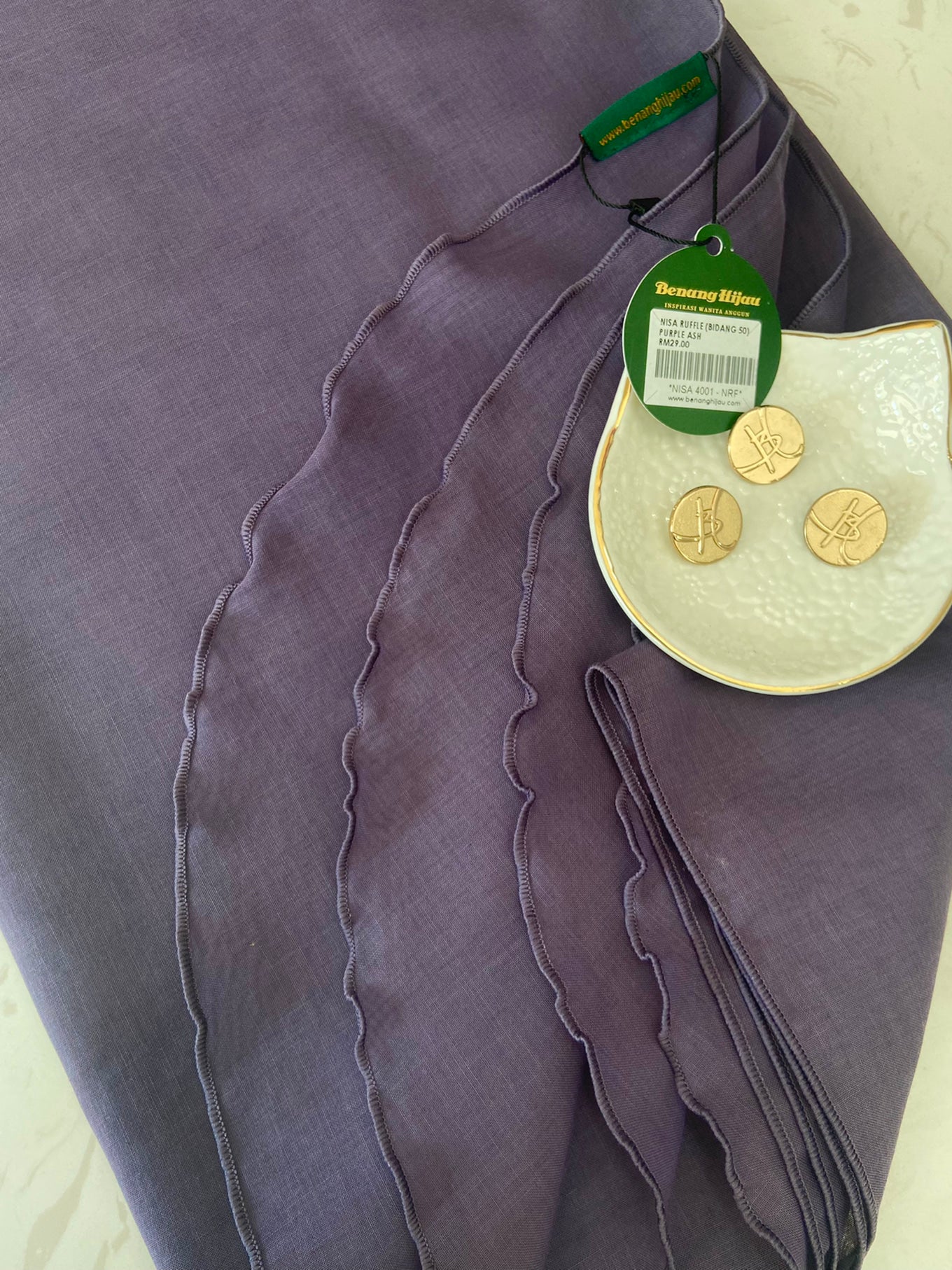 Tudung Bawal Nisa Ruffle - 58 Purple Ash