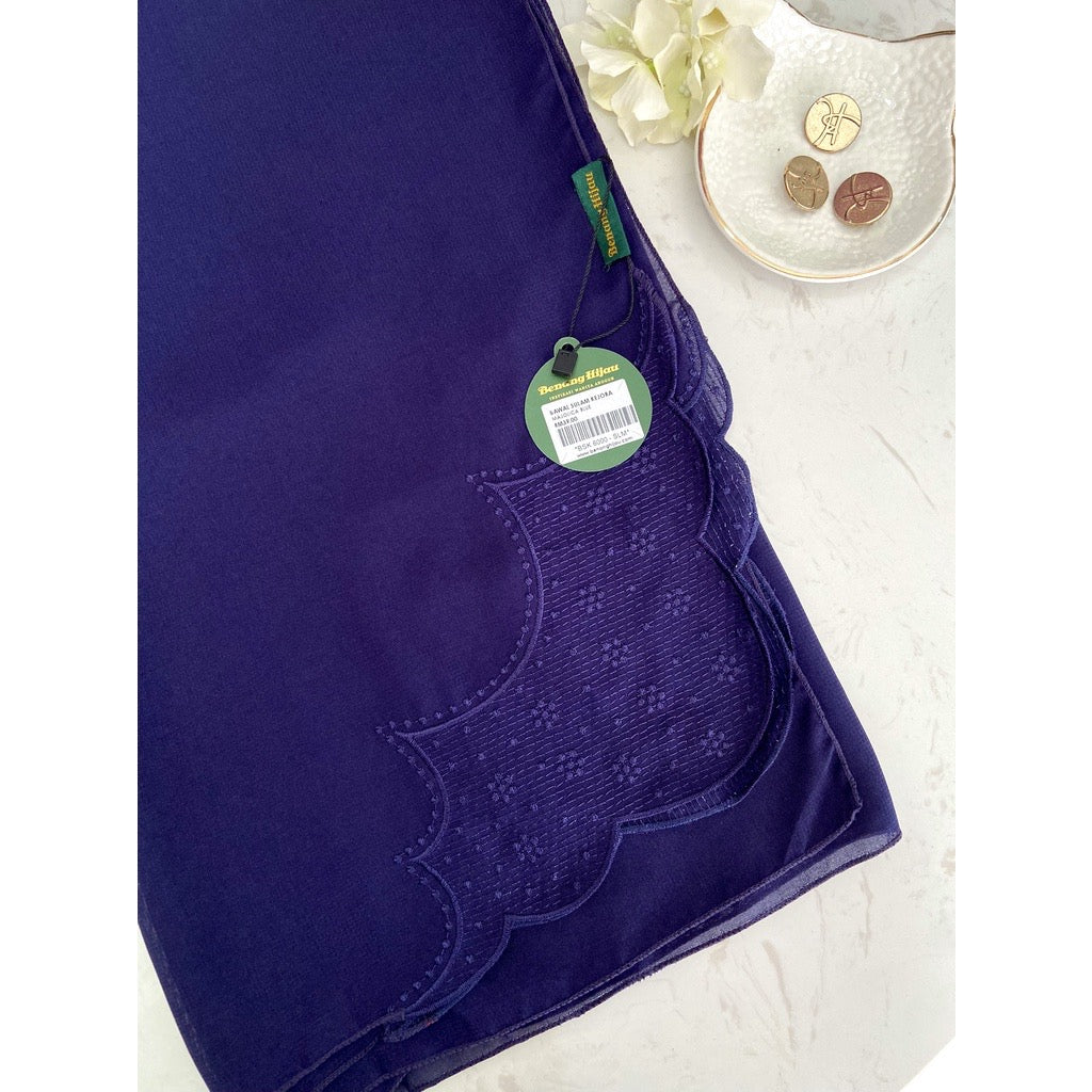 Bawal Sulam Kejora - Majolica Blue