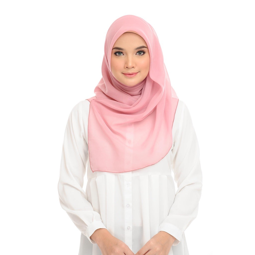 Tudung Bawal Maira Square - Parfait Pink