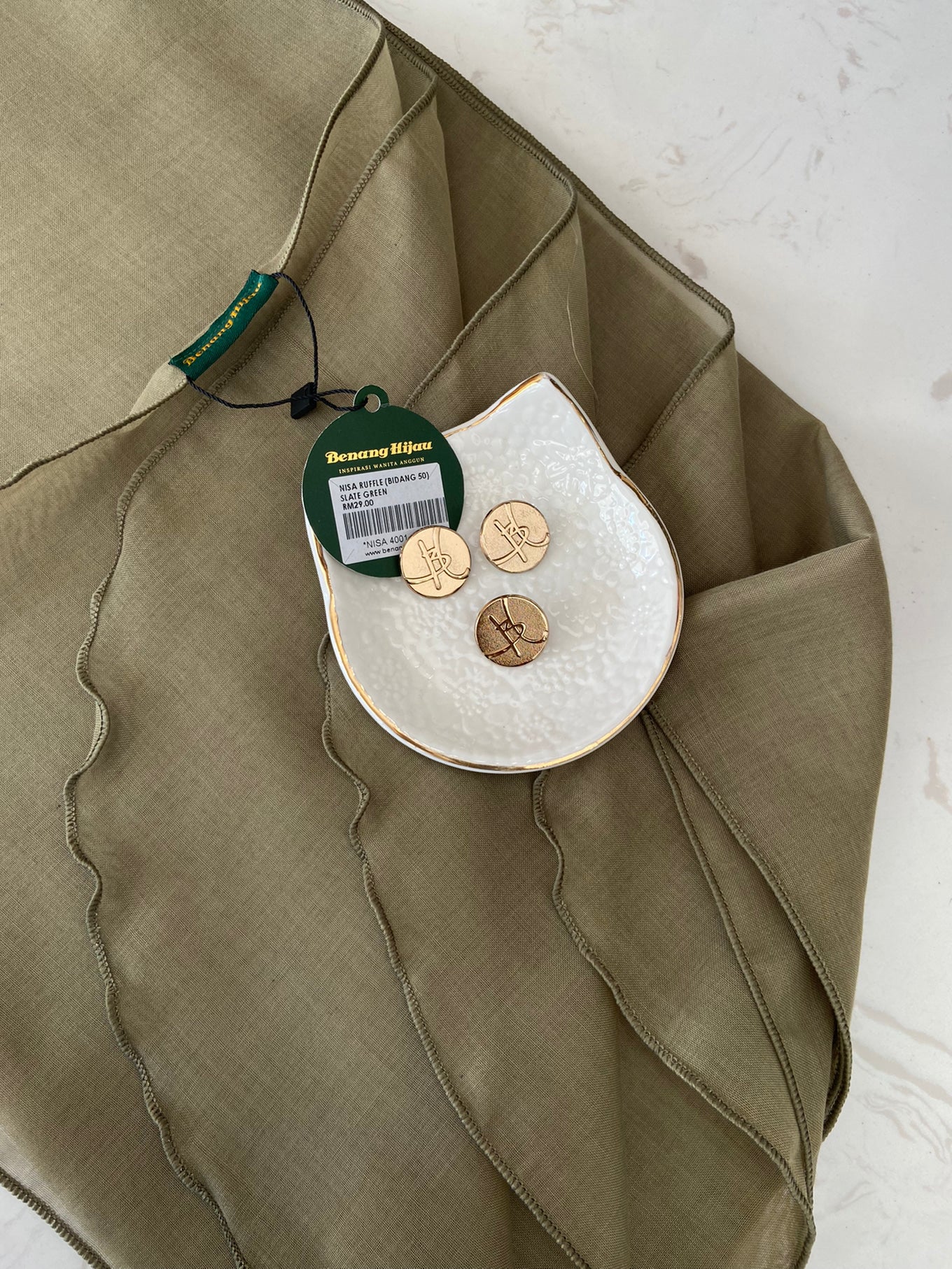 Tudung Bawal Nisa Ruffle - 82 Slate Green
