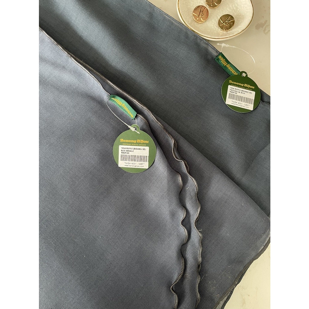 Tudung Bawal Nisa Ruffle - 93 Blue Mirage