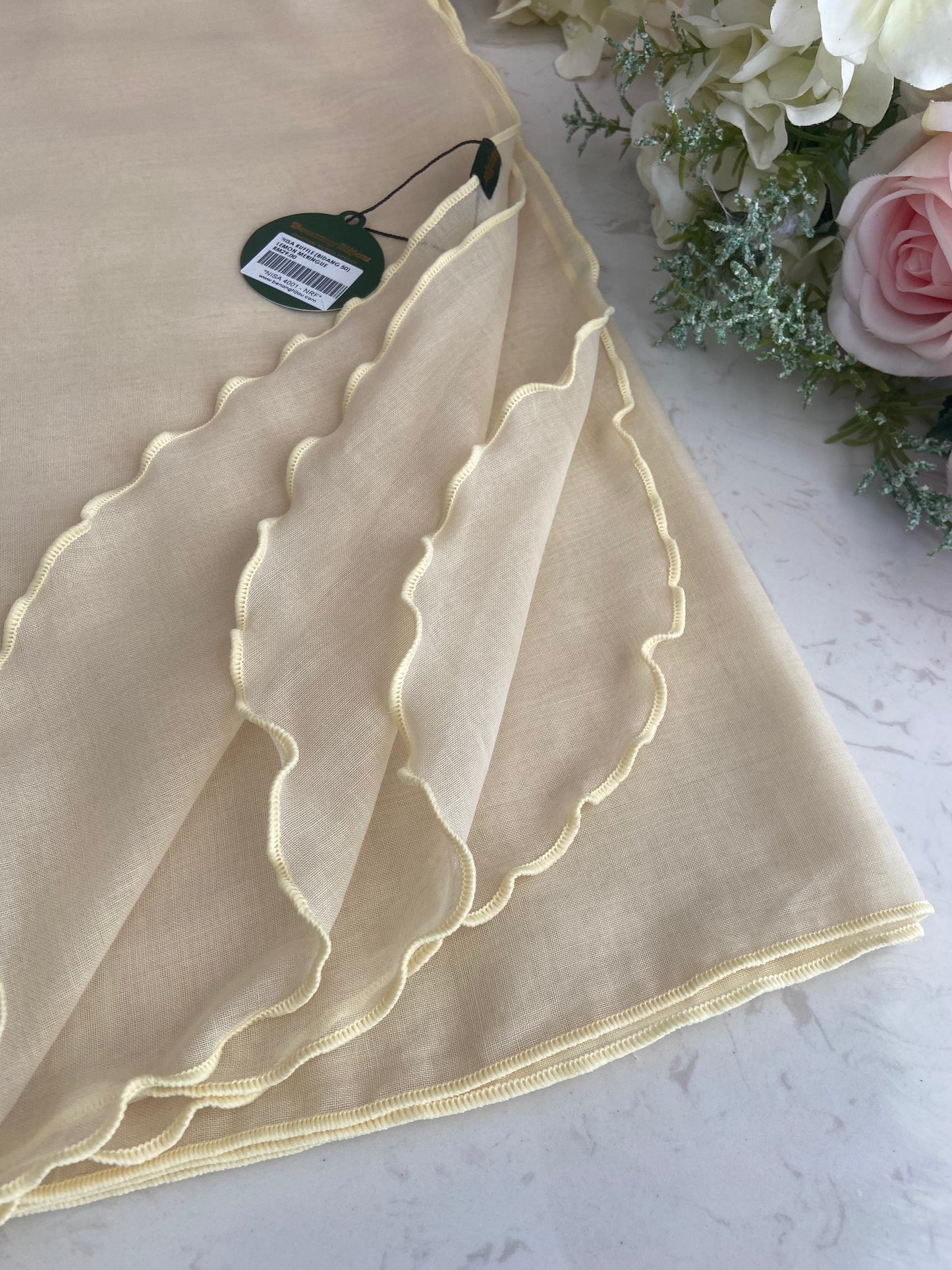 Tudung Bawal Nisa Ruffle - 11 Lemon Meringue