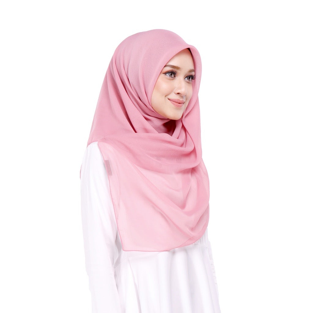 Tudung Bawal Maira Square - Coral Blush