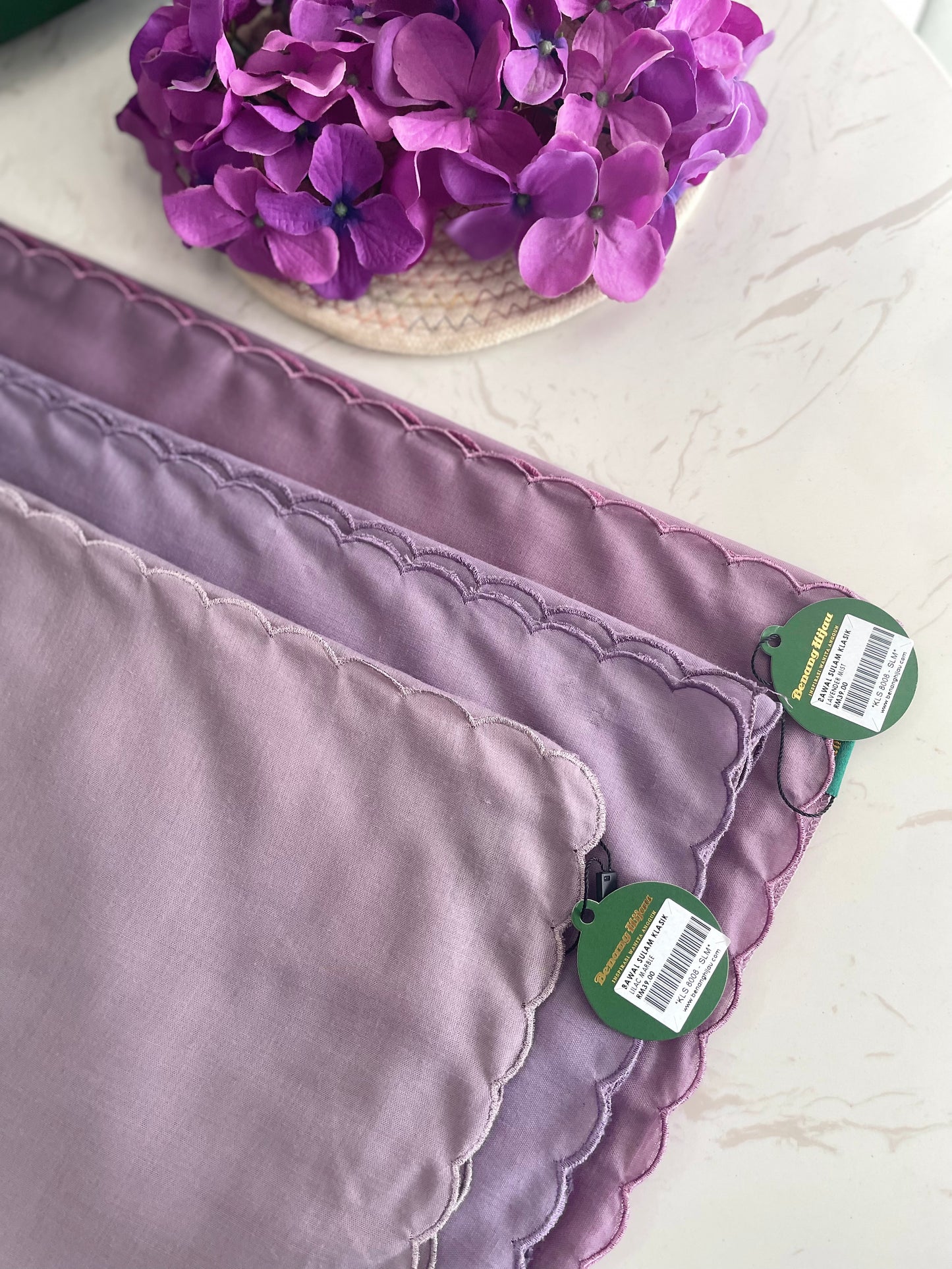 20 Bawal Sulam Klasik - Lavender Frost