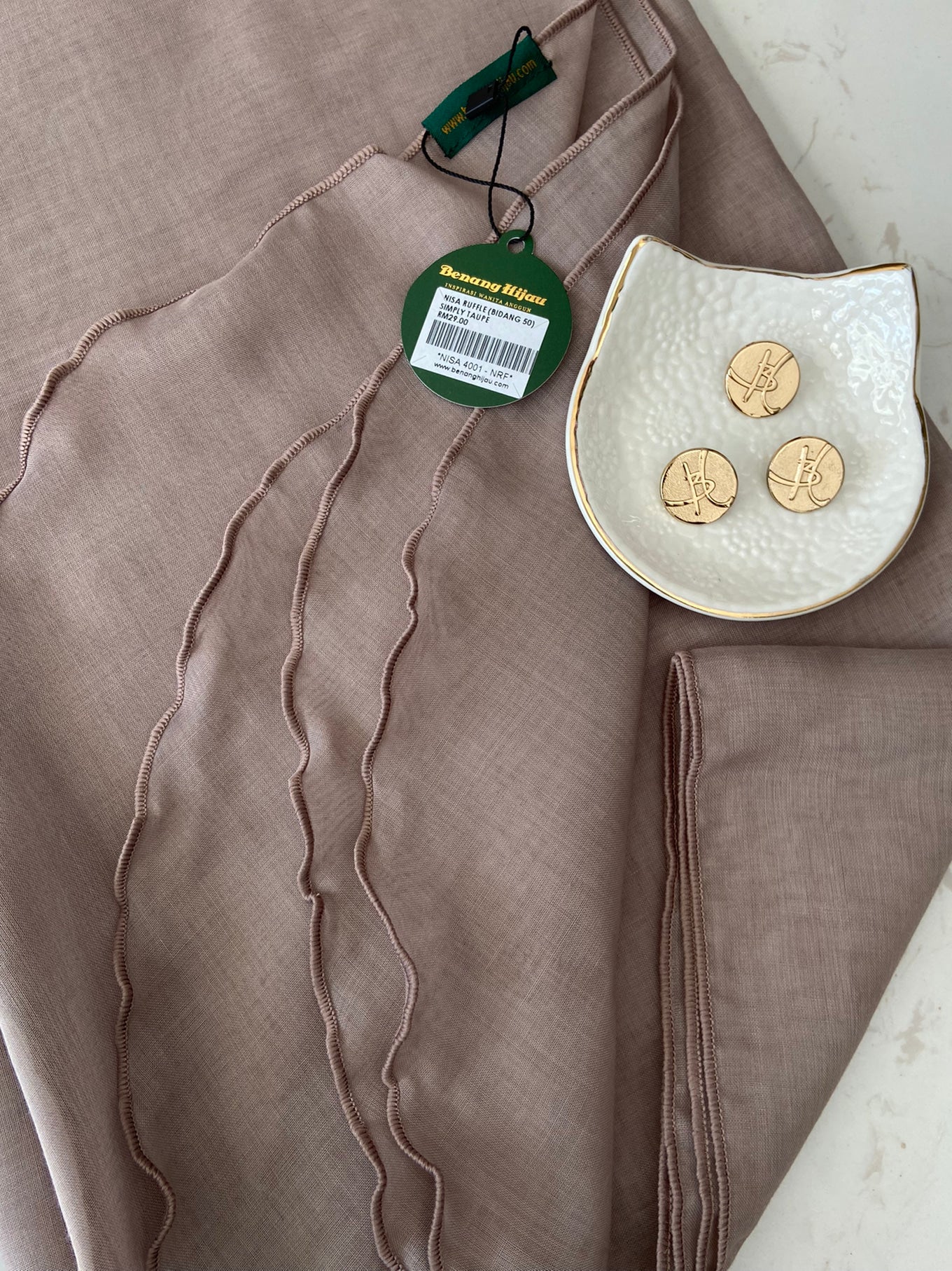 Tudung Bawal Nisa Ruffle - 13 Simply Taupe