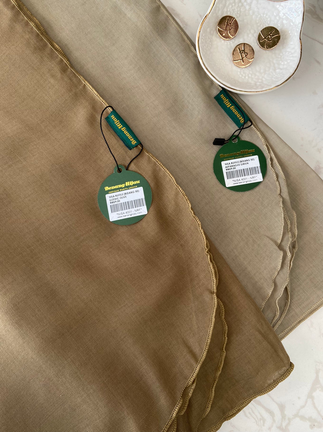 Tudung Bawal Nisa Ruffle - 68 Gothic Olive