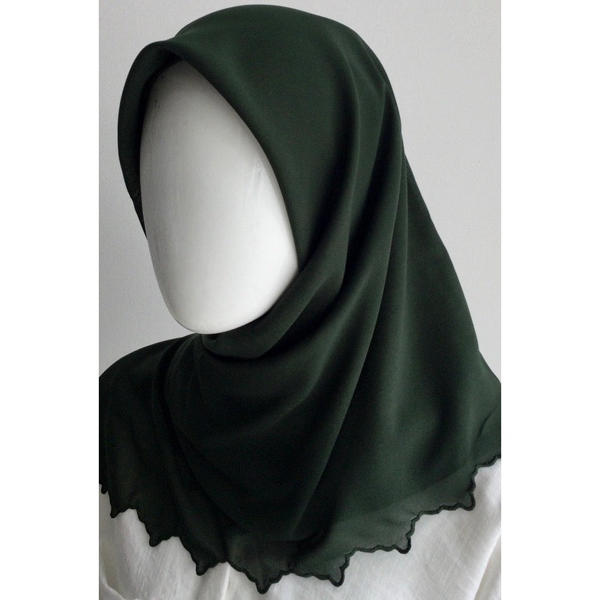 Bawal Sulam Seroja - Dark Green