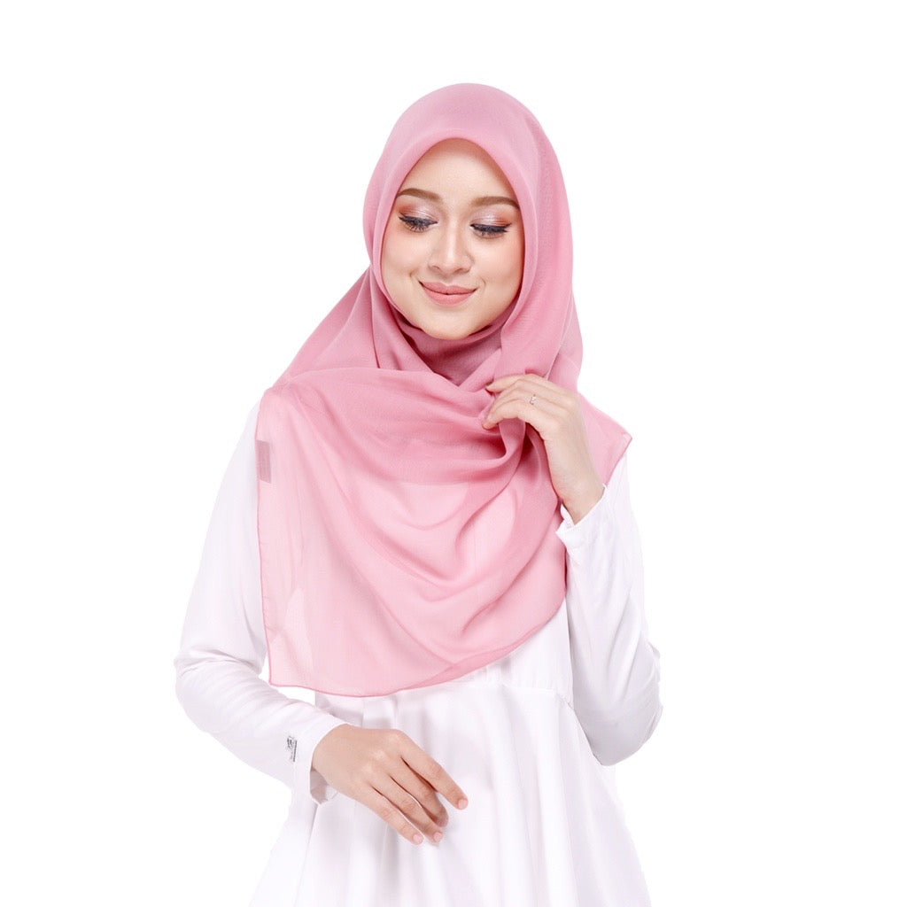 Tudung Bawal Maira Square - Coral Blush