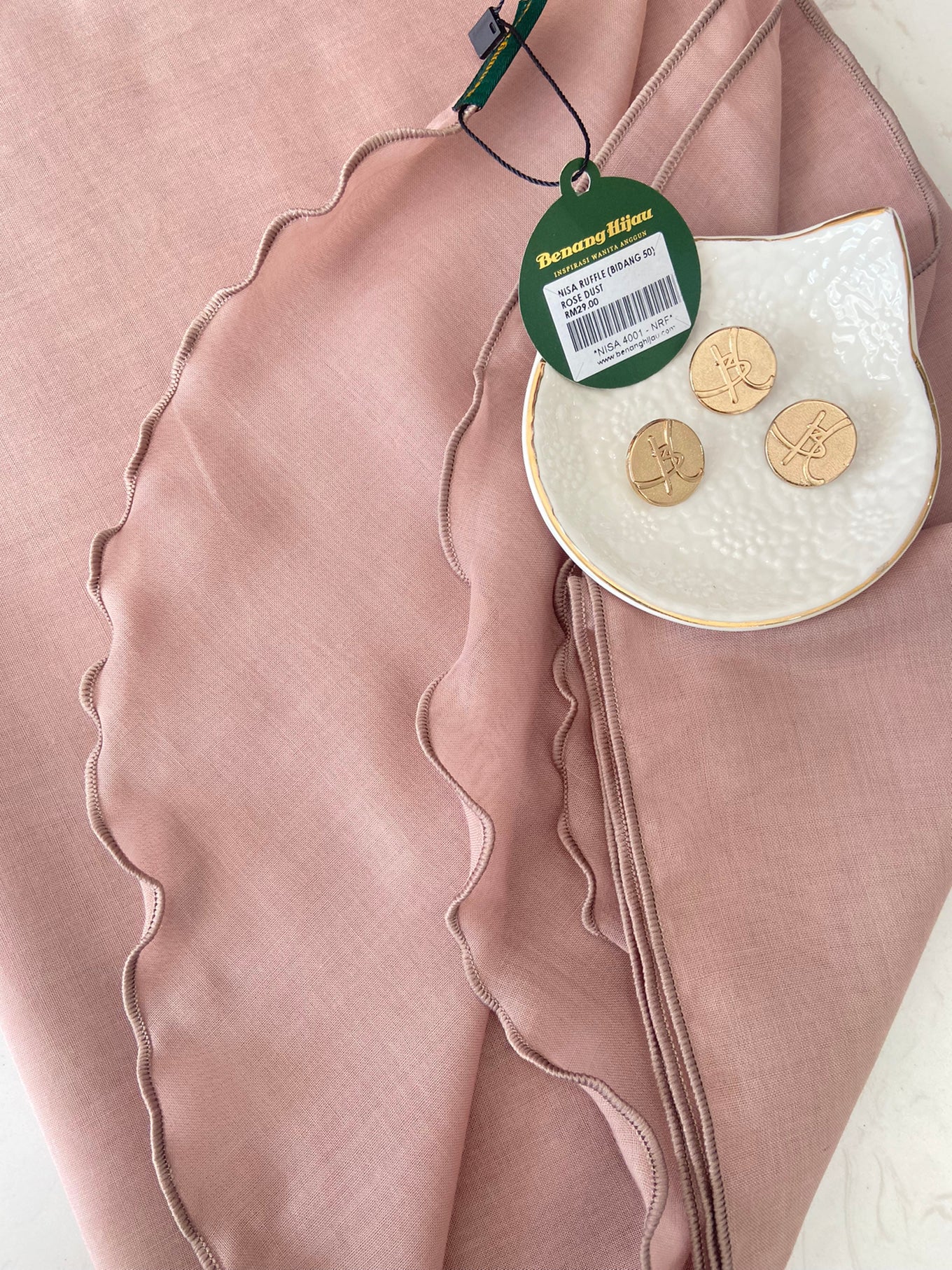 Tudung Bawal Nisa Ruffle - 38 Rose Dust