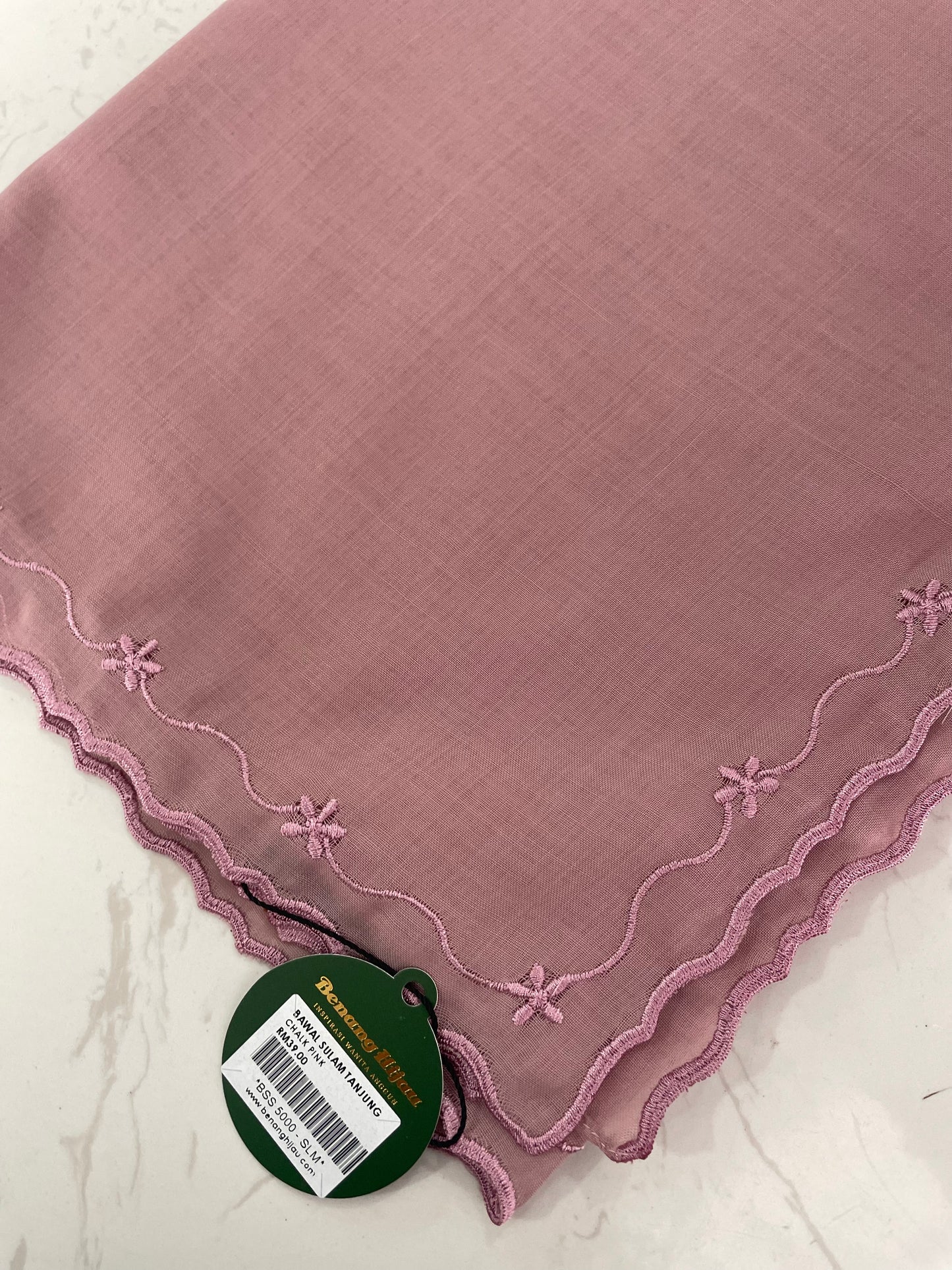 12 Bawal Sulam Tanjung - Chalk Pink