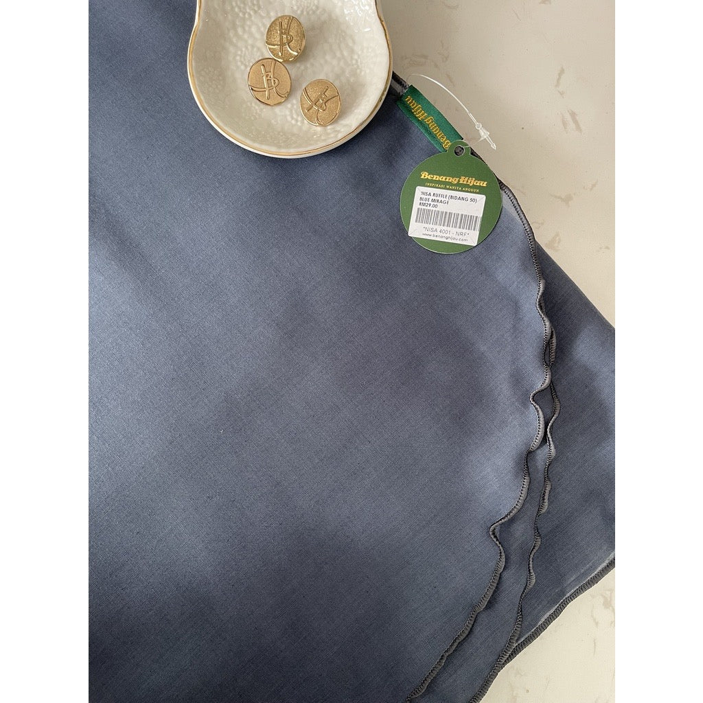 Tudung Bawal Nisa Ruffle - 93 Blue Mirage