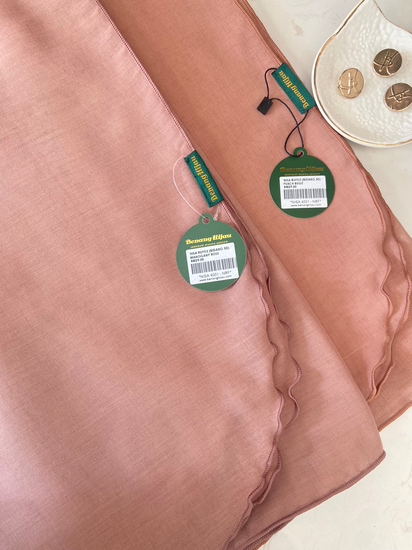 Tudung Bawal Nisa Ruffle - 40 Mahogany Rose