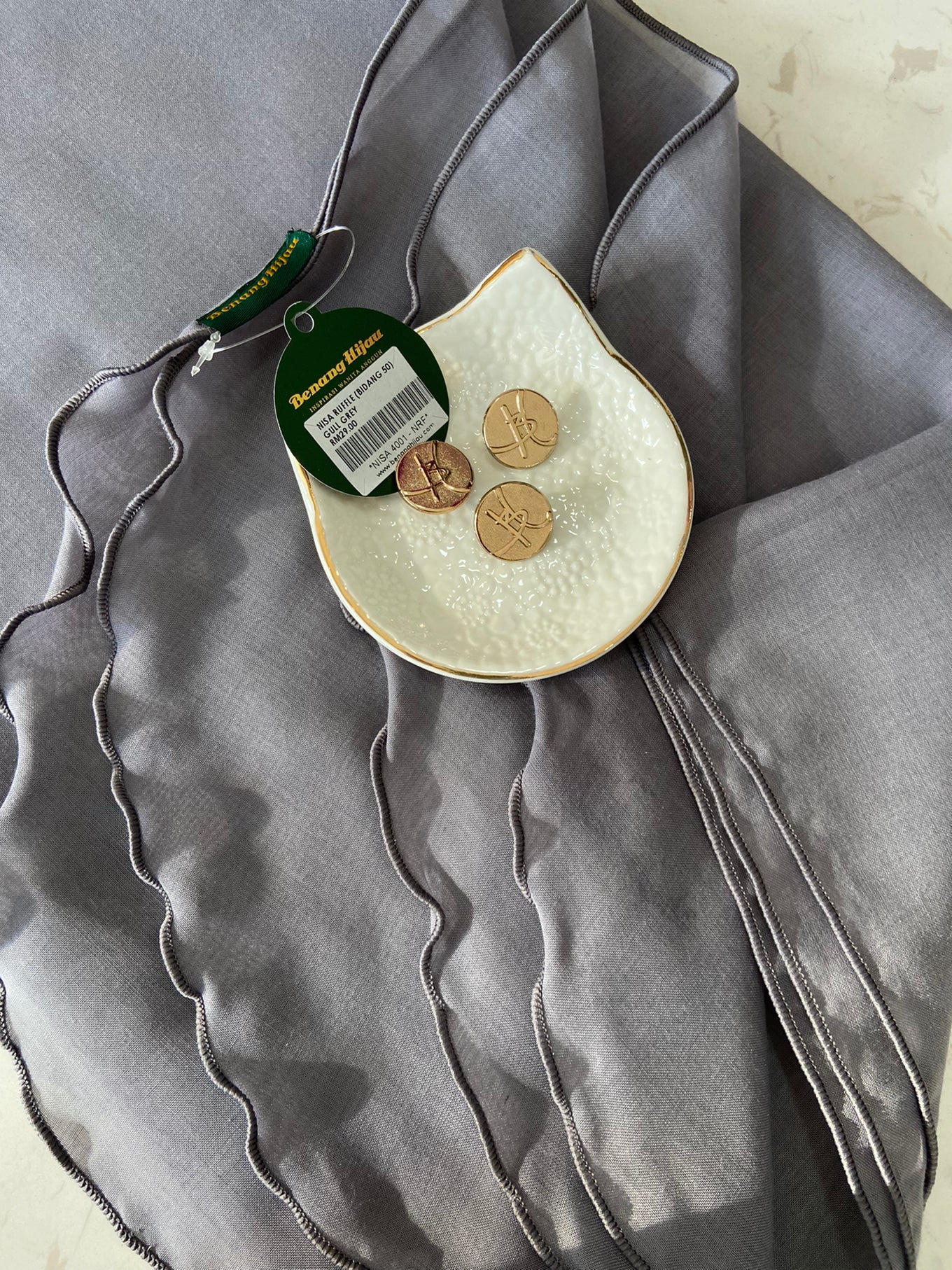 Tudung Bawal Nisa Ruffle - 97 Gull Grey