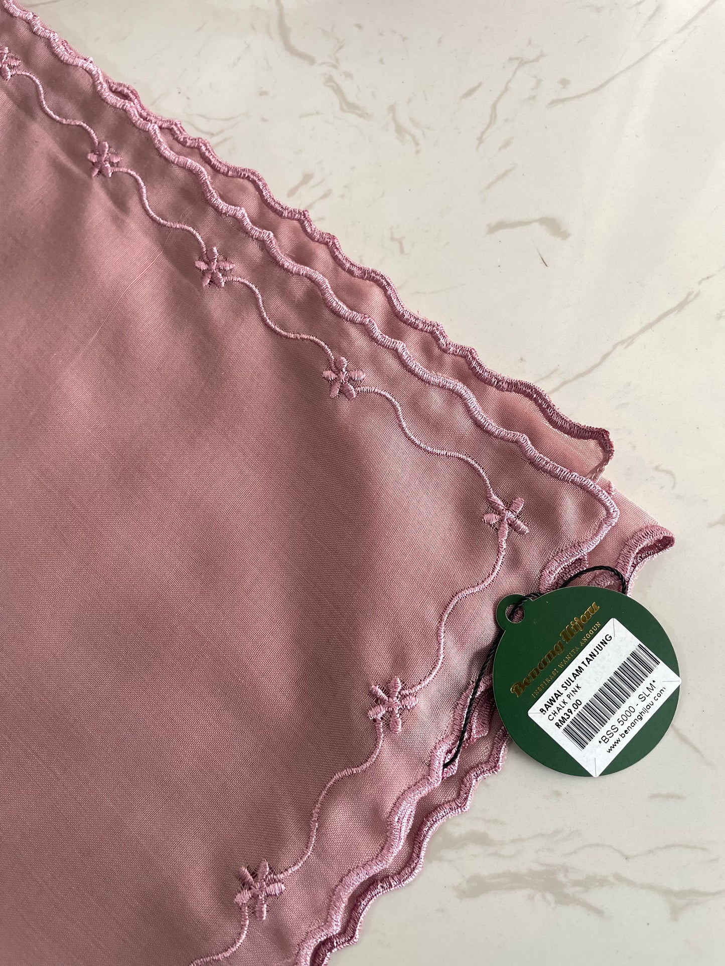 12 Bawal Sulam Tanjung - Chalk Pink