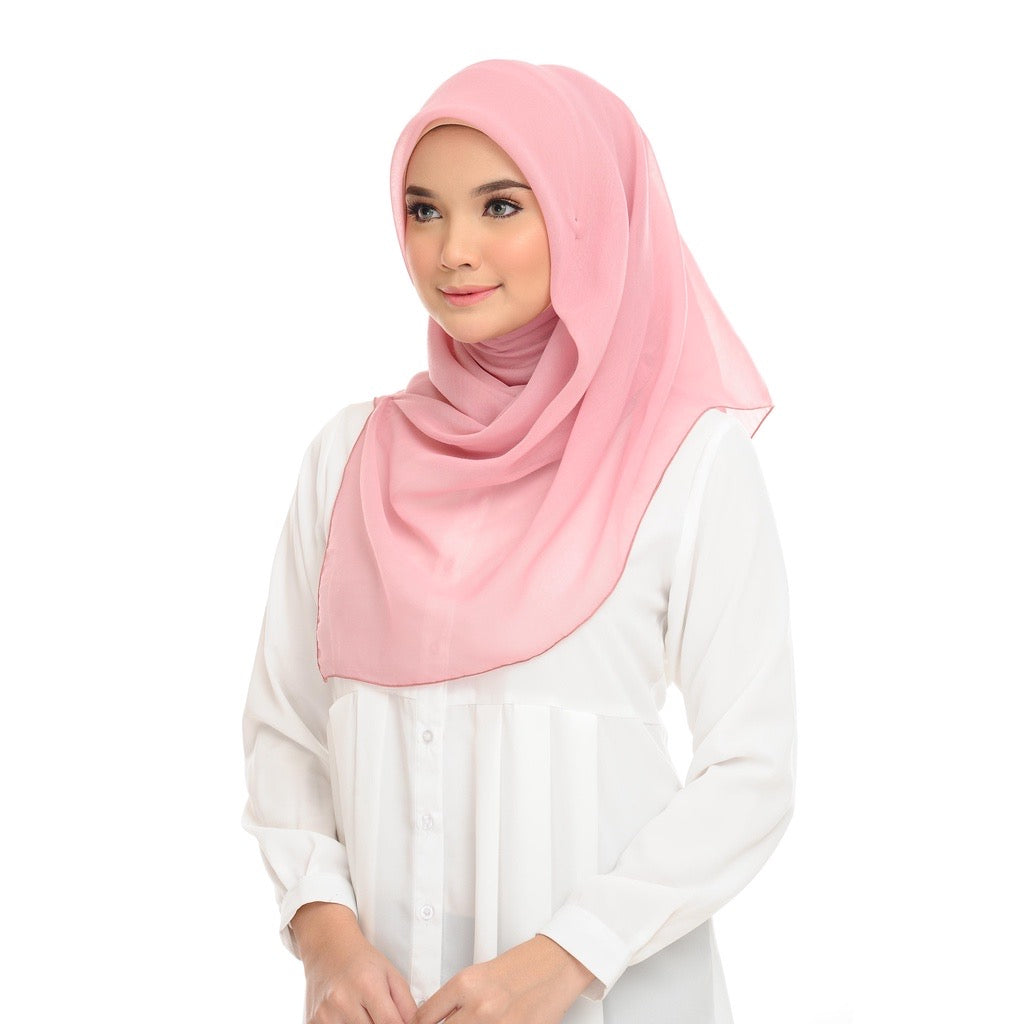 Tudung Bawal Maira Square - Parfait Pink