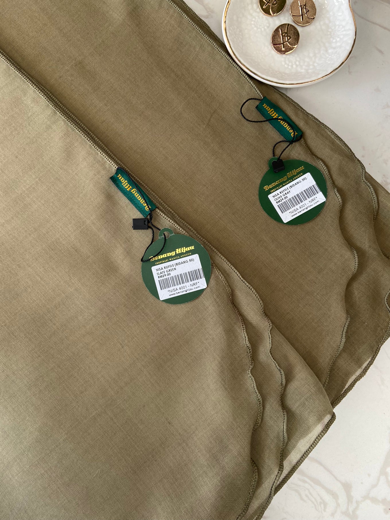 Tudung Bawal Nisa Ruffle - 82 Slate Green