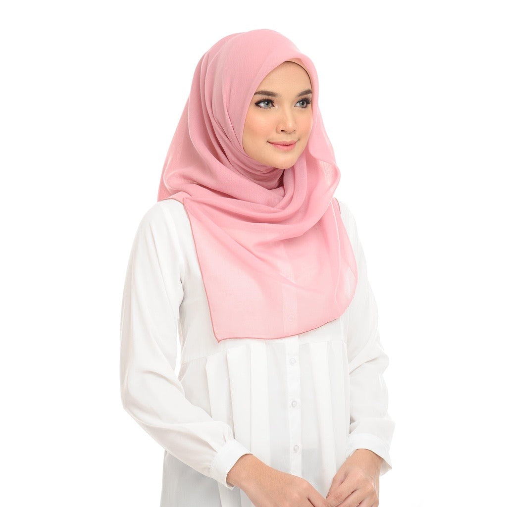 Tudung Bawal Maira Square - Parfait Pink